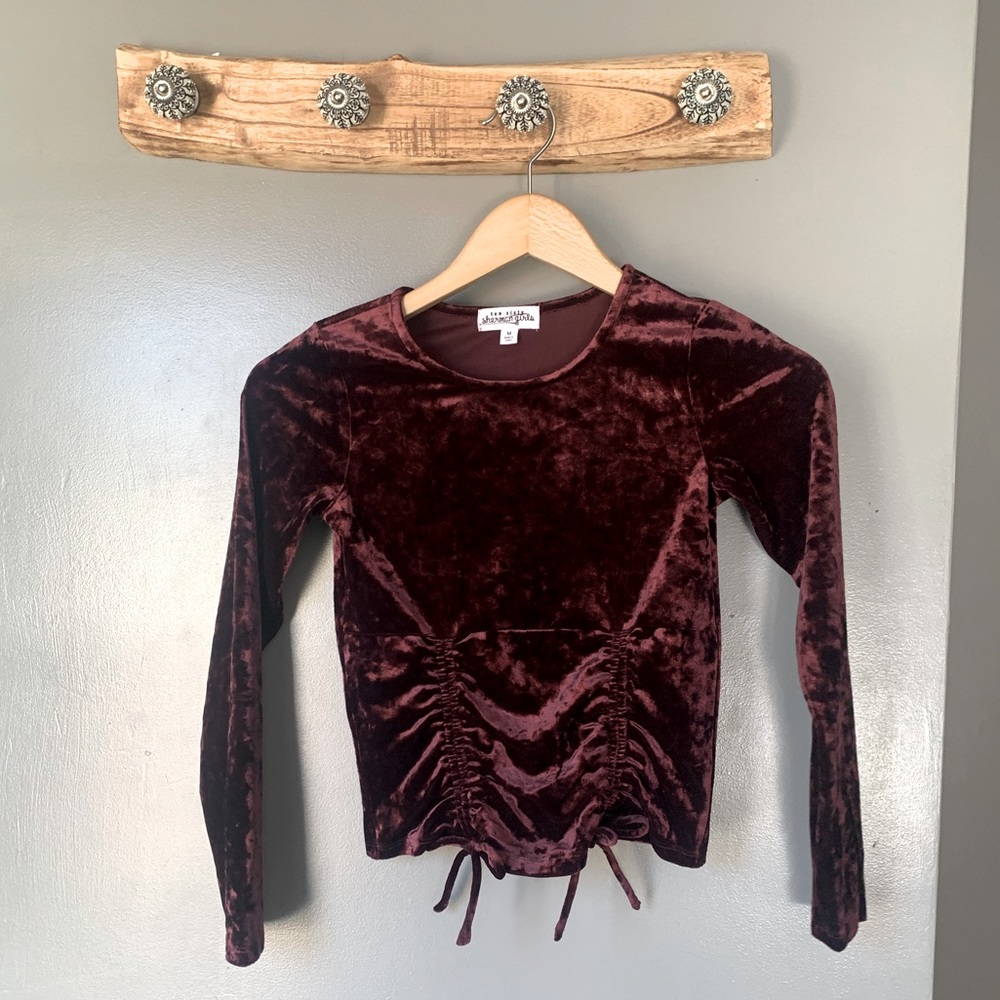 Ten Sixty Sherman | Girls NWOT Velvet Drawstring Long Sleeved Top Shirt Tee